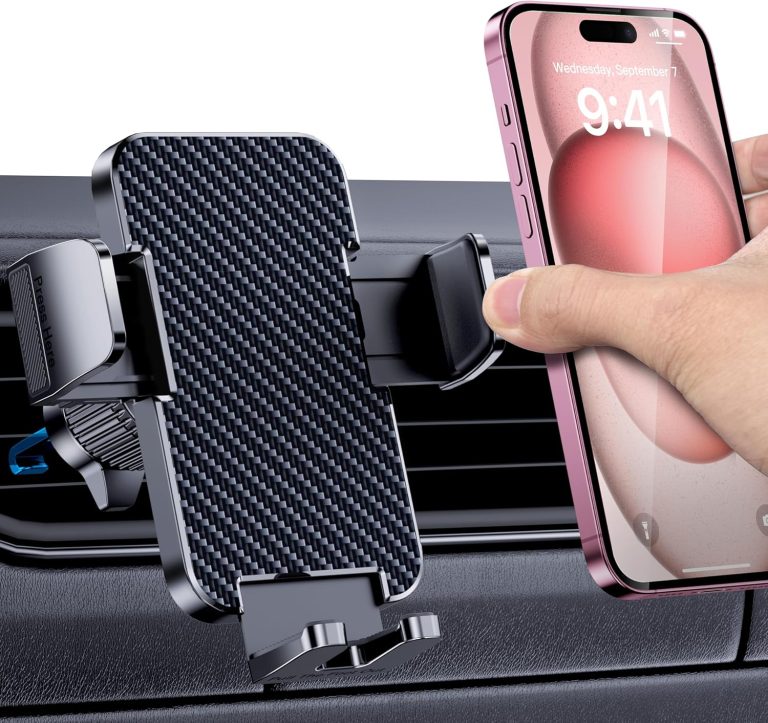 Car Phone Holder for Cell Phone Car Mount [Big Phone Friendly] Car Phone Mount Hands Free for Car Cell Phone Holder Automobile Cradle Fit for iPhone Android and All Smartphones