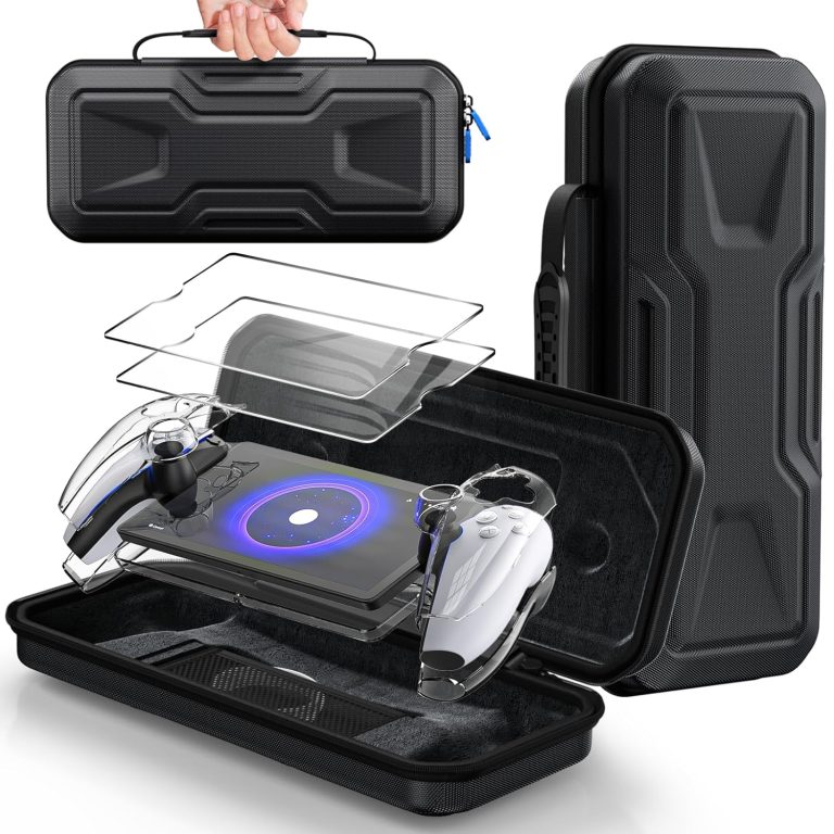 FYOUNG 3 in 1 Accessories Bundle for Playstation Portal, Carrying Case & Hard PC Clear Cover Set with Screen Protector, Protective Shell Portable Travel Handbag for PS5 Portal Remote Player