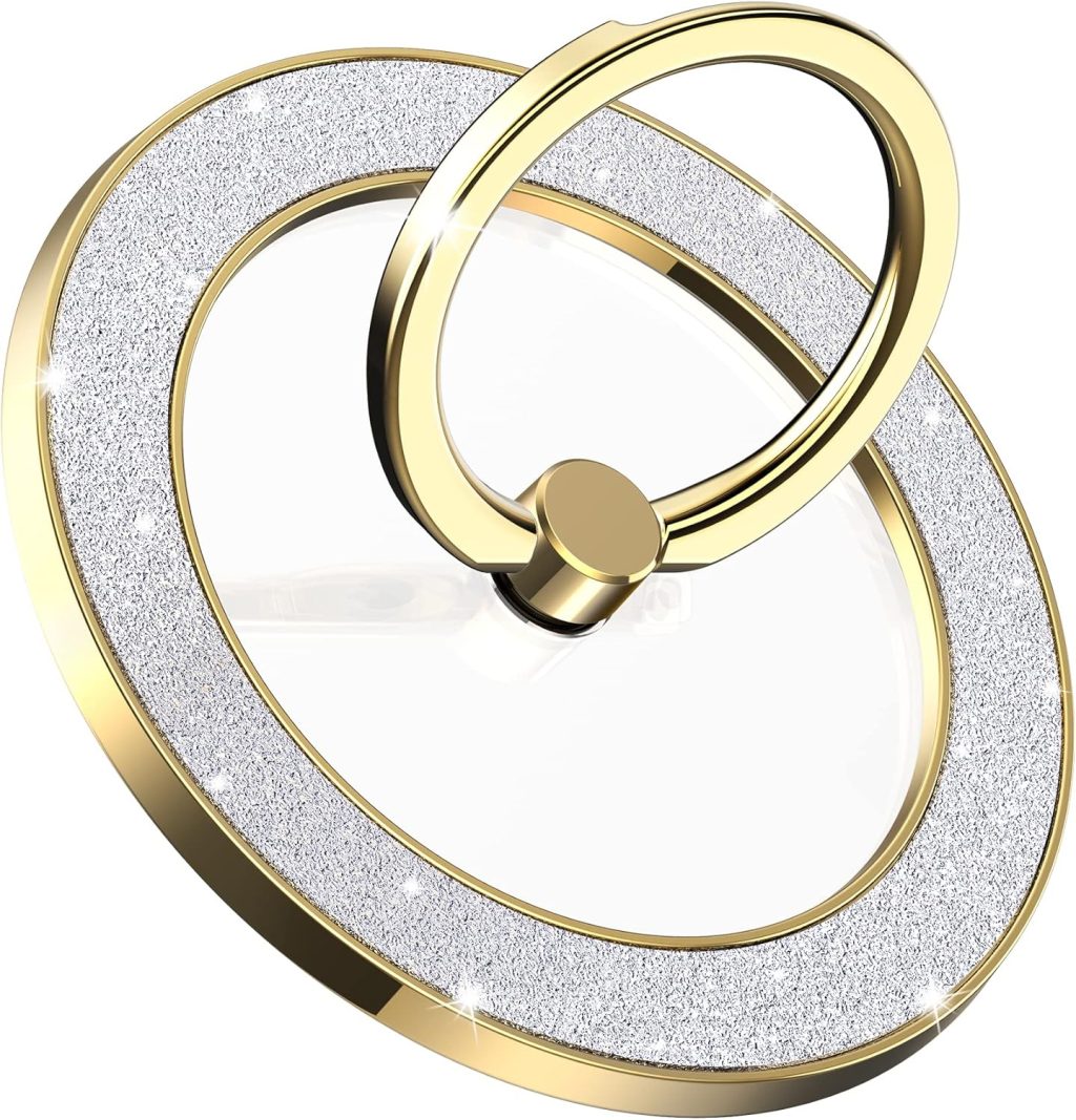 Magnetic Phone Ring Holder for MagSafe, Magnetic Phone Grip for iPhone, Compatible with iPhone MagSafe Wireless Charging. (Glitter Gold) Magnetic Phone Ring Holder for MagSafe, Magnetic Phone Grip for iPhone, Compatible with iPhone MagSafe Wireless Charging. (Glitter Gold)