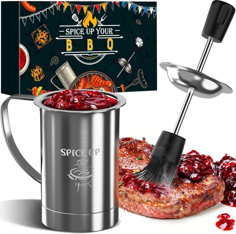 Stocking Stuffers Grilling Gifts for Men – Smoker Accessories, BBQ Sauce Pot and Basting Brush Set Cool Kitchen Gadgets Unique for Dad Son Grandfather Wife Fun Cooking Supplies