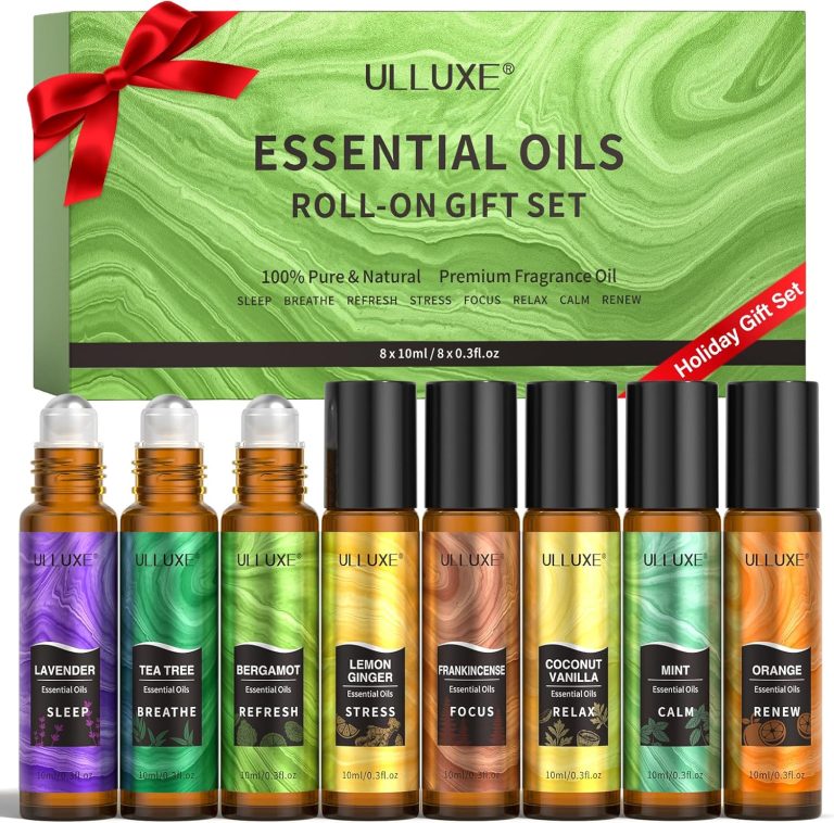 Essential Oils Roll On Gift Set (8 Pack), New Years Gift for Women and Men, Natural Relaxation Stress Relief Self-Care Gift, Aromatherapy Oil with Roller for Head Relaxation, Comfort, Focus, Calm