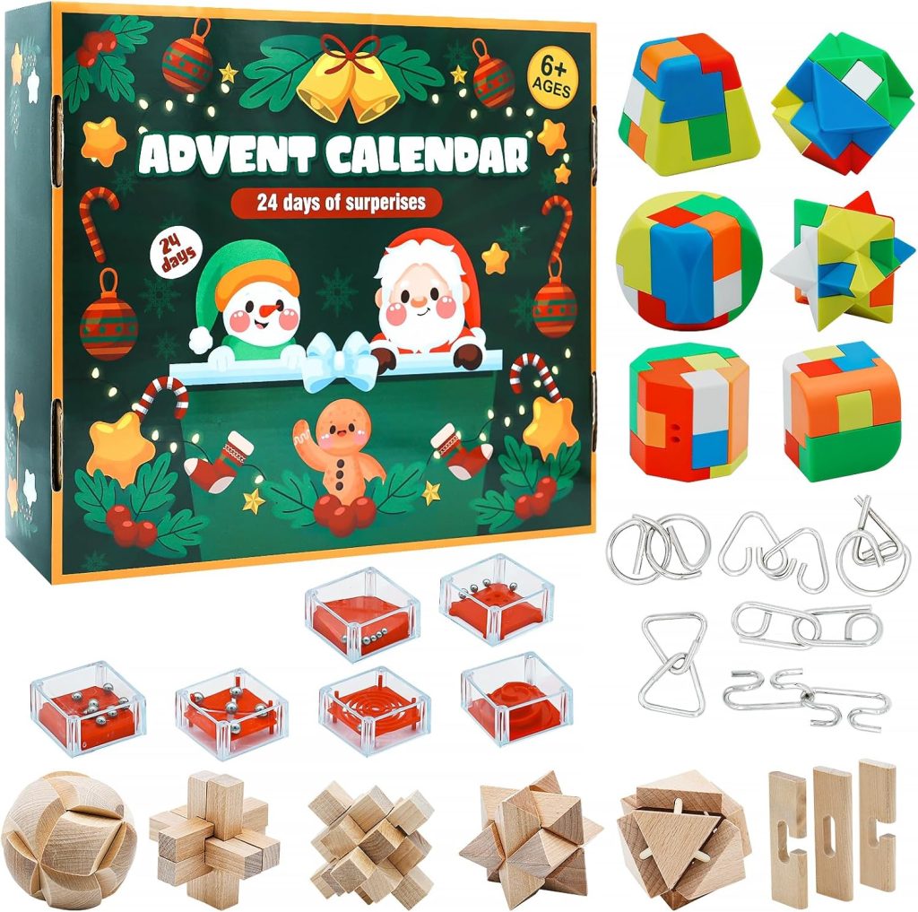 Advent Calendar 2024 Adults Kids – Wooden Puzzle Advent Calendar – Brain Teaser Puzzles 24 Days Christmas Countdown Calendar Toys for Teens Boys Girls Adults Challenge Mind,IQ,Logic Test Grame Advent Calendar 2024 Adults Kids – Wooden Puzzle Advent Calendar – Brain Teaser Puzzles 24 Days Christmas Countdown Calendar Toys for Teens Boys Girls Adults Challenge Mind,IQ,Logic Test Grame
