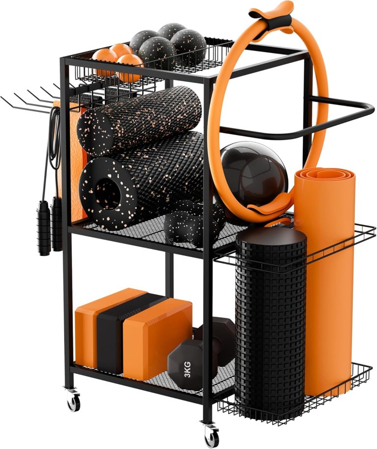 Home Gym Workout Equipment Storage system – Ideal for Exercise Equipment, Fitness Accessories, Yoga weights set, Sports Workout Equipment for Women, Men and Seniors – Perfect for home workouts