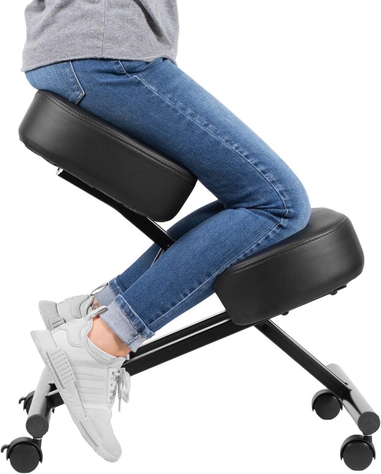 Ergonomic Kneeling Chair, Adjustable Stool for Home and Office – Improve Your Posture with an Angled Seat – Thick Comfortable Moulded Foam Cushions – Brake Casters