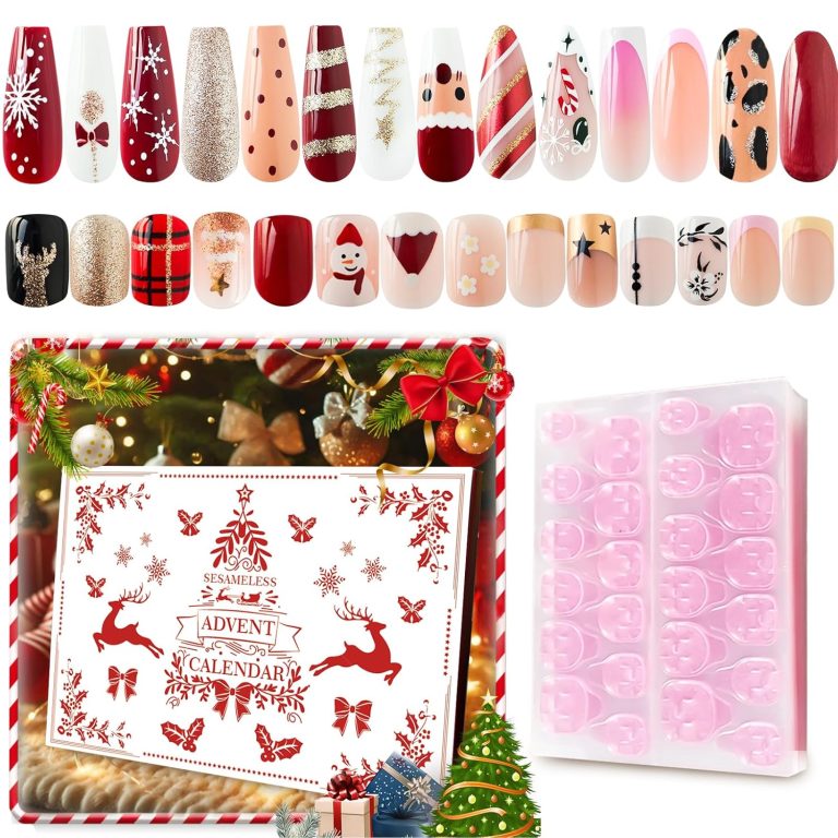 Beauty Advent Calendar 2024, Fake Nail Advent Calendar 2024 with 24PCS Press On Nails and 24PCS Jelly Gel, Christmas Press on Nails for Women Girls