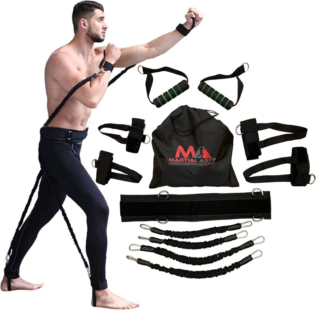 Boxing Resistance Bands for MMA Martial Arts Resistance Training at Home for Punches/Kicks, 150lbs Exercise Bands Full Body Fitness Workout to Enhance Explosive Power/Speed/Agility Boxing Resistance Bands for MMA Martial Arts Resistance Training at Home for Punches/Kicks, 150lbs Exercise Bands Full Body Fitness Workout to Enhance Explosive Power/Speed/Agility