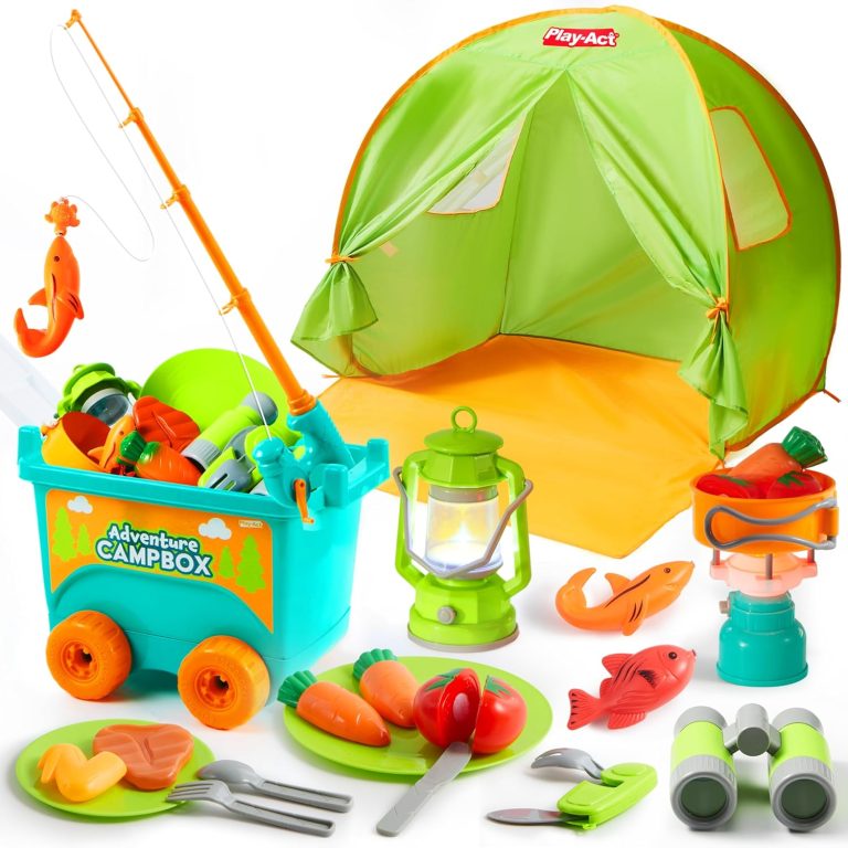 Kids Camping Set with Tent, Camping Wagon Toy, Toddler Adventure Playset for Boys, Camping Gear Toys for Kids Indoor Outdoor Pretend Play, Gift Idea for Boys Girls Age 3,4,5,6 Year Old