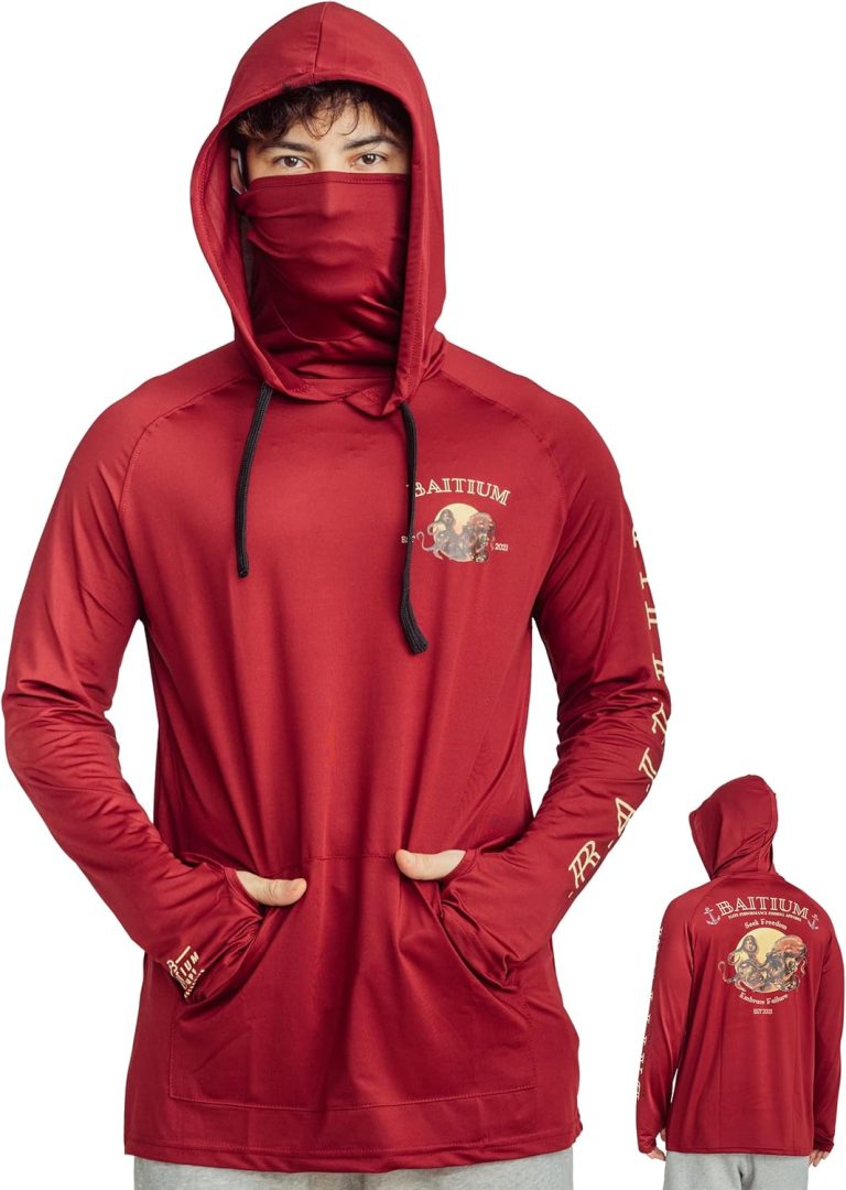 Fishing Shirts for Men, Mens Fishing Shirts Long Sleeve, UPF 50 Hoodie with Gaiter, Fishing Clothes for Men, Fishing Gear