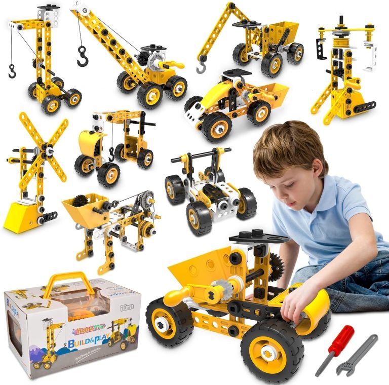 HOMETTER Educational Building Toys, STEM Learning Toy, 10 in 1 Construction Set for Preschool Kids, Engineering Toys Creative Set, Christmas Idea Gift for Boys Age 5 6 7 8 9 10+ Years Old