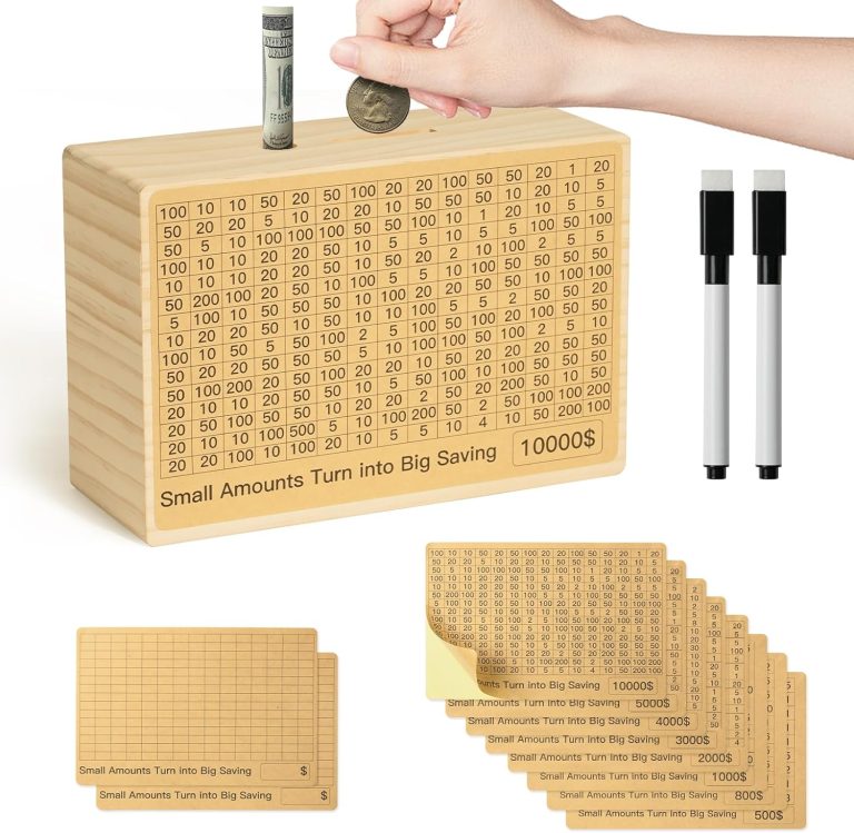 Bemaystar Money-Savings-Box:Cash Savings Box with 000 00 00 00 00 00 0 0 Challenge Target, Piggy-Bank for Adults Kids