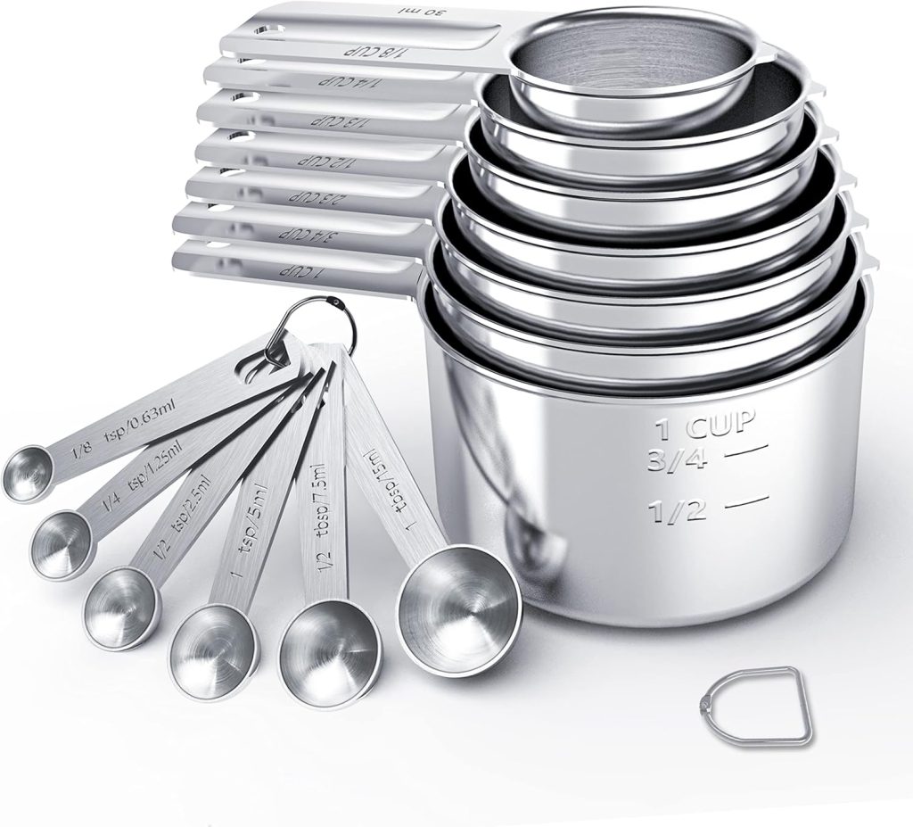 TILUCK Stainless Steel Measuring Cups & Spoons Set, Cups and Spoons,Kitchen Gadgets for Cooking & Baking (XX-Large) TILUCK Stainless Steel Measuring Cups & Spoons Set, Cups and Spoons,Kitchen Gadgets for Cooking & Baking (XX-Large)
