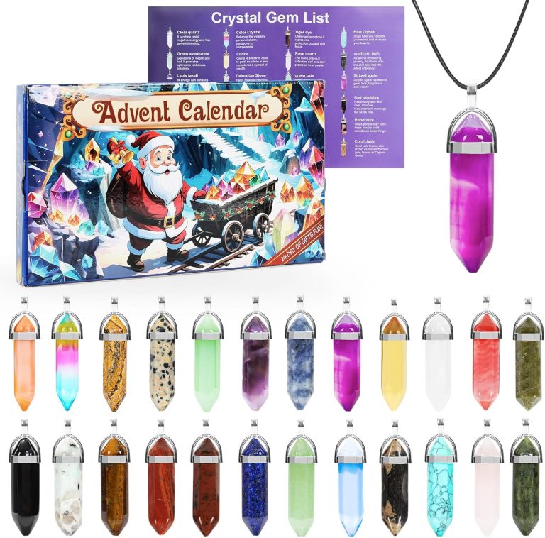 Advent Calendar 2024 Crystals Gemstones – 24 Surprise Healing Crystal Christmas Countdown Natural Crystal Gem Gifts for Adults Women and Teenagers