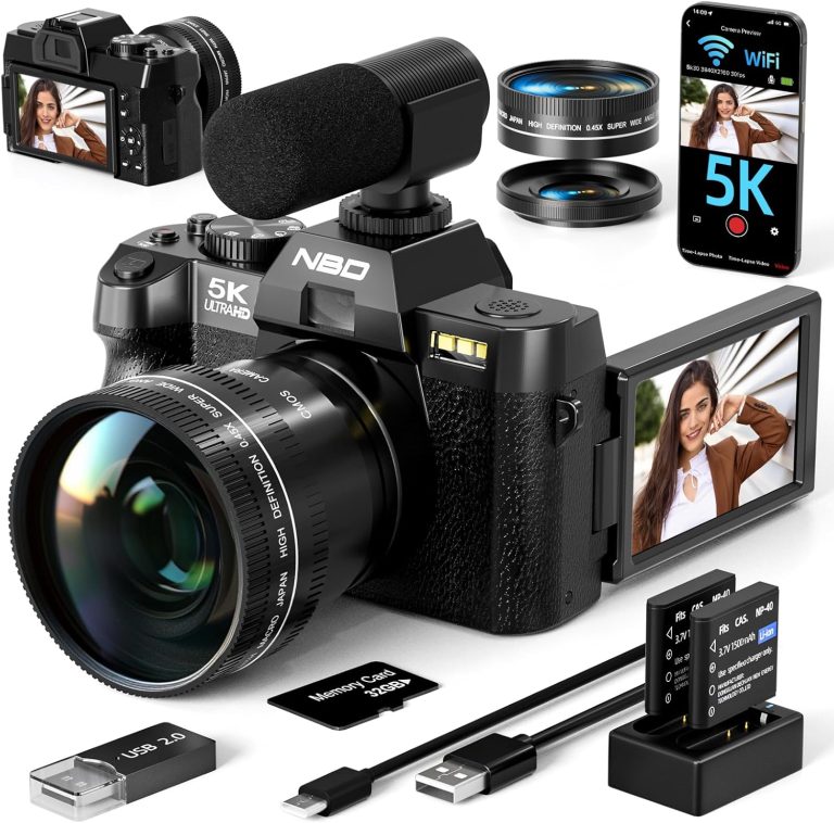 NBD Digital Cameras for Photography 5K,48MP Autofocus Vlogging Camera for YouTube with 32GB TF Card & 2 Batteries,16X Zoom Anti-Shake Video Camera with 52mm Wide Angle and Macro Lens