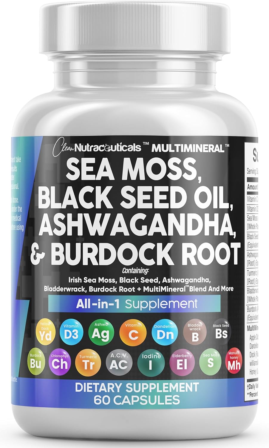 Sea Moss 3000mg Black Seed Oil 2000mg Ashwagandha 1000mg Turmeric 1000mg Bladderwrack 1000mg Burdock 1000mg & Vitamin C & D3 with Elderberry Manuka Dandelion Yellow Dock Iodine Chlorophyll ACV Sea Moss 3000mg Black Seed Oil 2000mg Ashwagandha 1000mg Turmeric 1000mg Bladderwrack 1000mg Burdock 1000mg & Vitamin C & D3 with Elderberry Manuka Dandelion Yellow Dock Iodine Chlorophyll ACV