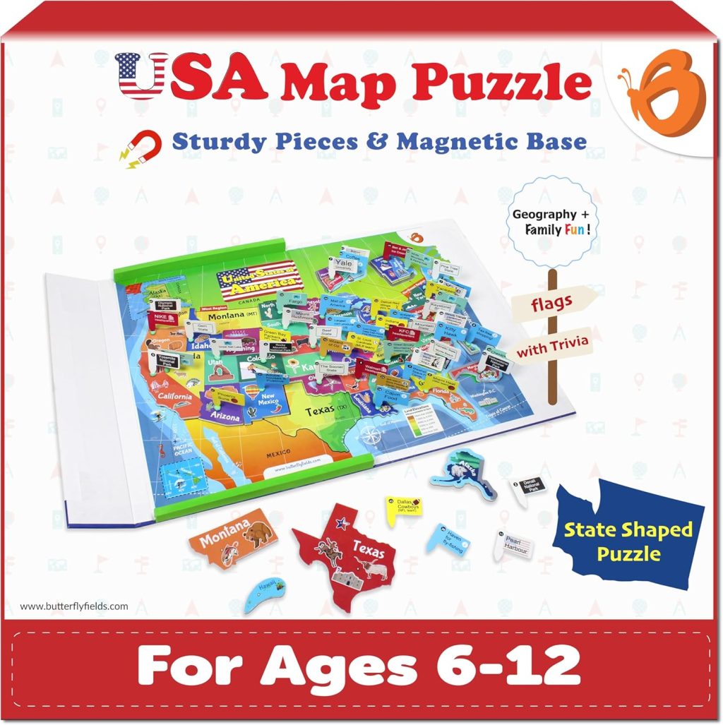 Butterfly Edufields United States Puzzle Toys for Boys 6-8, Magnetic Puzzle Book Gifts for 6 Year Old Boys, Puzzles for Kids Ages 6-8, Toys for Girls 6-8, Geography Games, Educational Toys for Kids Butterfly Edufields United States Puzzle Toys for Boys 6-8, Magnetic Puzzle Book Gifts for 6 Year Old Boys, Puzzles for Kids Ages 6-8, Toys for Girls 6-8, Geography Games, Educational Toys for Kids