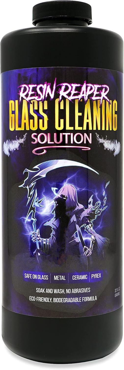 Resin Reaper Glass Cleaner 32 OZ | Pipe Cleaner | Safe on Glass, Metal, Ceramic, and Pyrex | 420 710 Friendly Cleaning | Soak and Wash – No Abrasives – Eco-Friendly, Biodegradable Formula
