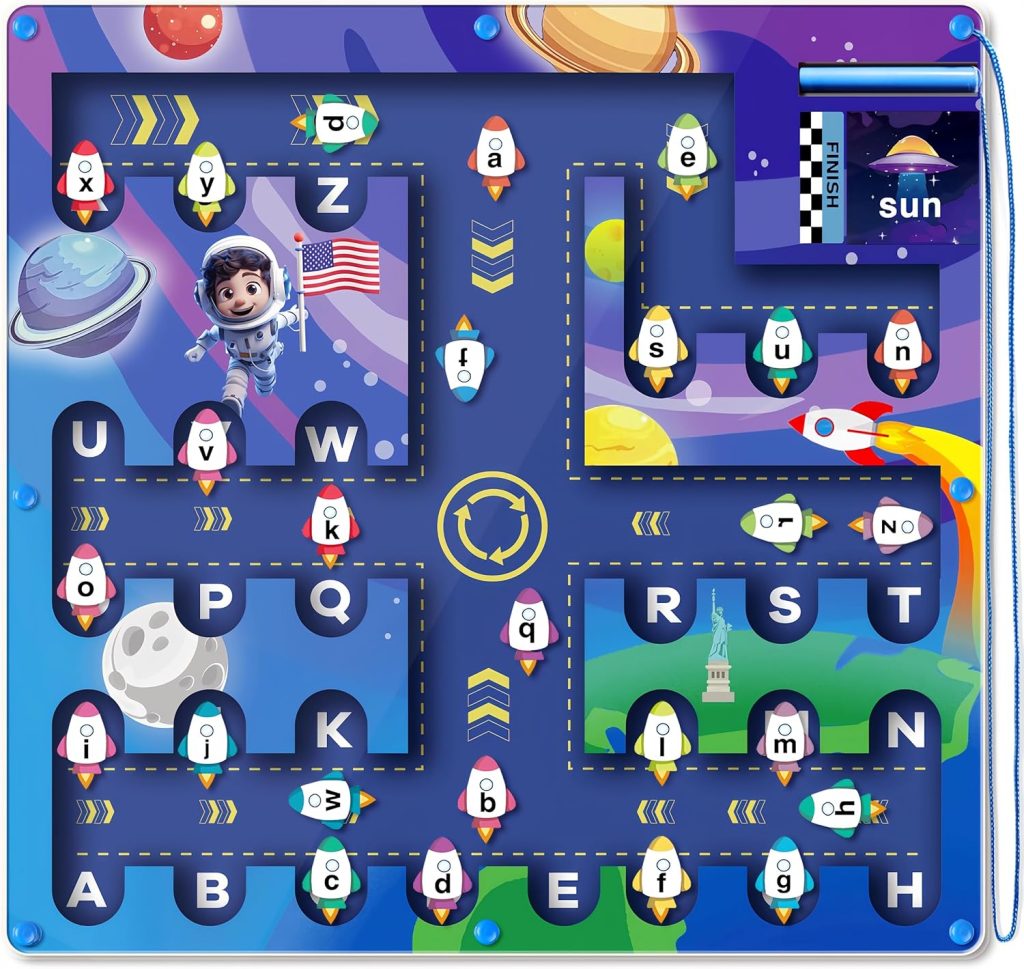 Magnetic Alphabet Maze, Montessori Toys for 3+ Year Olds, Wooden ABC Learning Board, Educational Toys Preschool Learning Activities, Fine Motor Skills Sensory Toy, Gift for Boys and Girls Magnetic Alphabet Maze, Montessori Toys for 3+ Year Olds, Wooden ABC Learning Board, Educational Toys Preschool Learning Activities, Fine Motor Skills Sensory Toy, Gift for Boys and Girls