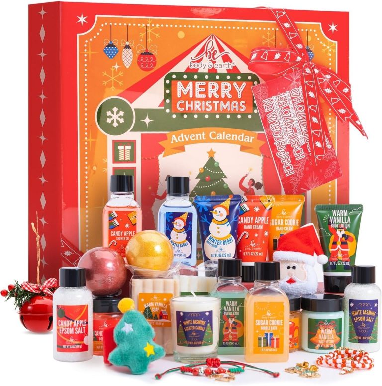 2023 Advent Calendar – 24 Days of Christmas Countdown Calendar with Hand Cream, Bubble Bath, Body Butter, Necklace, Bracelet, Brooch, Beauty Skincare Bath and Body Gift Set, Christmas Gifts for Women