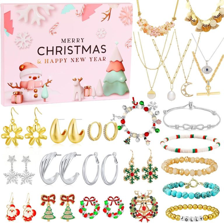 Jewelry Advent Calendar 2024 for Adult Women, 24 Days Christmas Countdown Calendar Xmas Gift Box Surprise Gift Including Necklaces Bracelets Earrings Set for Daughter Granddaughter Wife