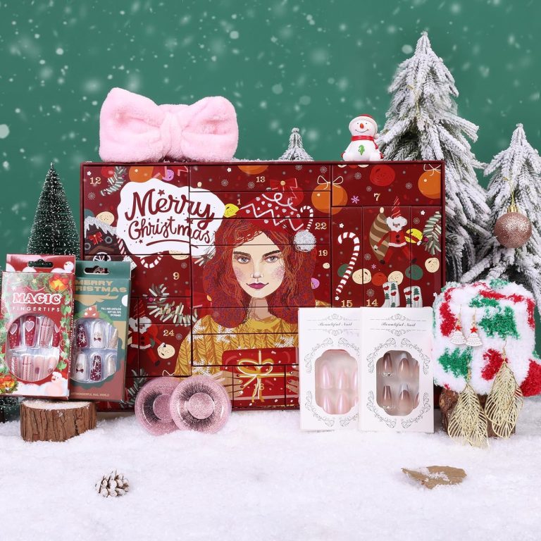 Advent Calendar Fake Nail for Women – 24 Days Christmas Countdown Calendar Nail Set & Jewerly Gift for Teen Girl Adult – 2024 Xmas Press on Nail for Women
