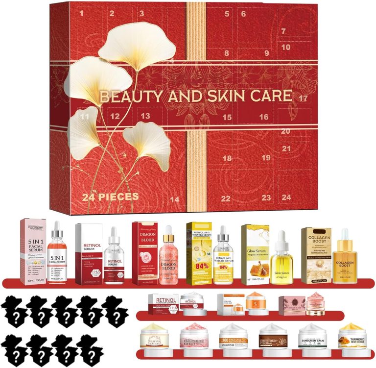 24-Piece Beauty Advent Calendar 2024, Womens Skincare Advent Calendar 2024, 24-Piece Holiday Gift Set, 24 Day Surprise Gifts for Women Girls (red)