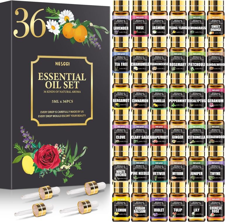 Essential Oil Set – 100% Natural Essential Oils 36 x 5ML – Essential Oils Gift Set for Diffuser, Humidifier, Aromatherapy, Massage, Soap, Candle Bath Bombs Making
