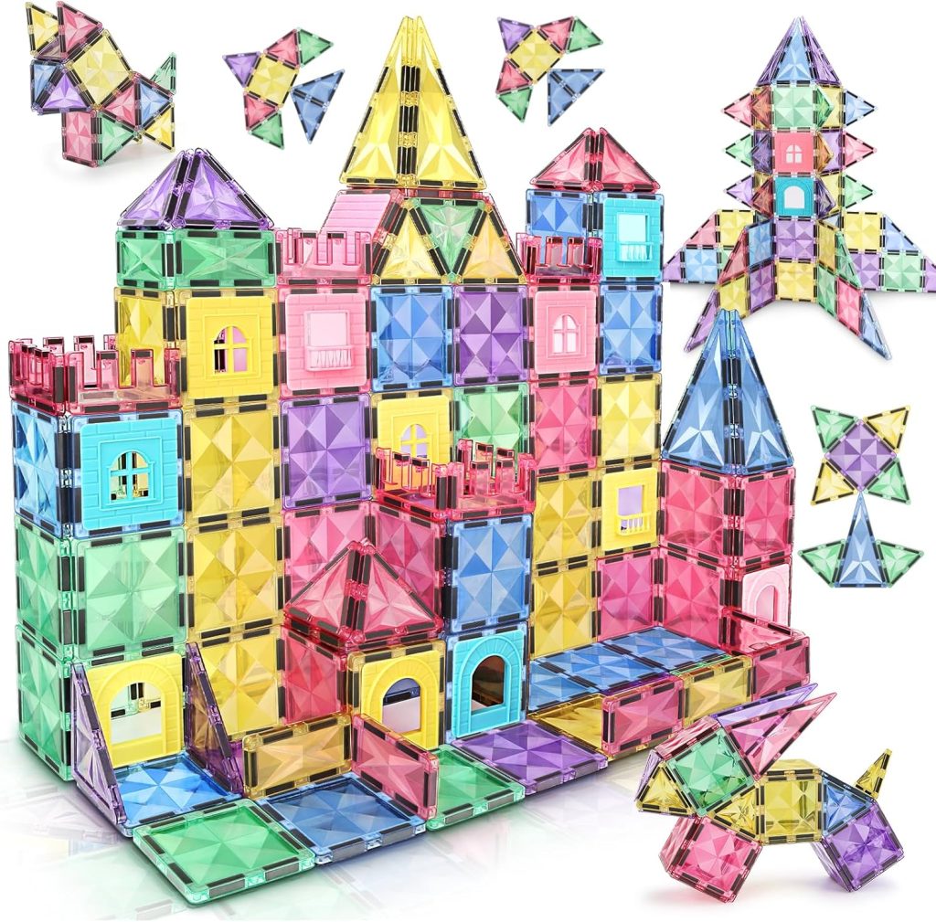 Magnetic Building Tiles 68 PCS Magnets Stacking Kids Toys STEM Sensory Games Educational Construction Toys Christmas Toy Gift for Boys and Girls 3 4 5 6 7 8 9+Year Old