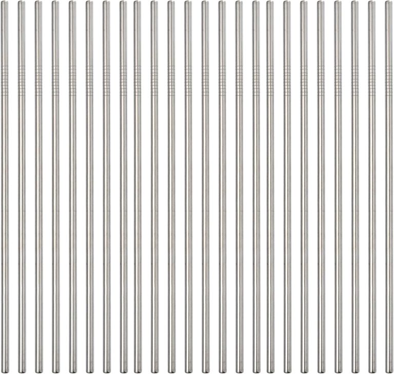 Metal Straws Stainless Steel Straws 50 Pack Bulk 10.5″ Reusable Drinking Straws Silver Color All Straight Straws for 20 24 30 OZ Yeti Rtic Tumblers