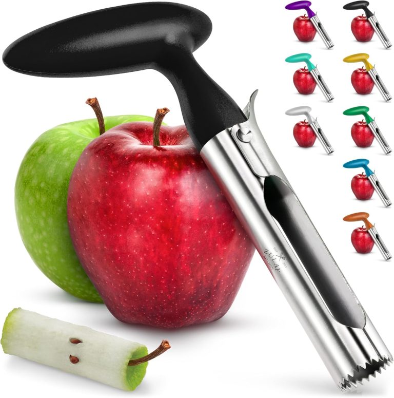 Zulay Kitchen Premium Apple Corer Tool – Ultra Sharp, Stainless Steel, Serrated Blades for Easy Coring – Easy to Use & Clean, Durable Apple Corer Remover for Baking Apples & More – Black