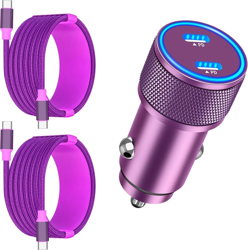【MFi Certified】iPhone 16 Fast Car Charger, Linocell 90W Dual PD Car Power Cigarette Lighter USB-C Car Carplay Fast Charger+2Pack Type-C Braided Cable for iPhone 16 Pro/15/Galaxy S24/S23/Pixel/iPad Pro 【MFi Certified】iPhone 16 Fast Car Charger, Linocell 90W Dual PD Car Power Cigarette Lighter USB-C Car Carplay Fast Charger+2Pack Type-C Braided Cable for iPhone 16 Pro/15/Galaxy S24/S23/Pixel/iPad Pro