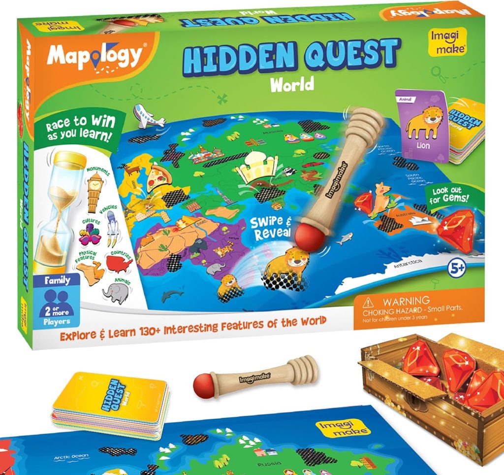 Imagimake Mapology Hidden Quest World Map Board Game | Magical Swipe & Reveal | Educational Toys for 5-7 | Board Game for Kids 8-12 | Boys & Girls Toys Age 6-8 | Christmas Family Board Game Gift Imagimake Mapology Hidden Quest World Map Board Game | Magical Swipe & Reveal | Educational Toys for 5-7 | Board Game for Kids 8-12 | Boys & Girls Toys Age 6-8 | Christmas Family Board Game Gift