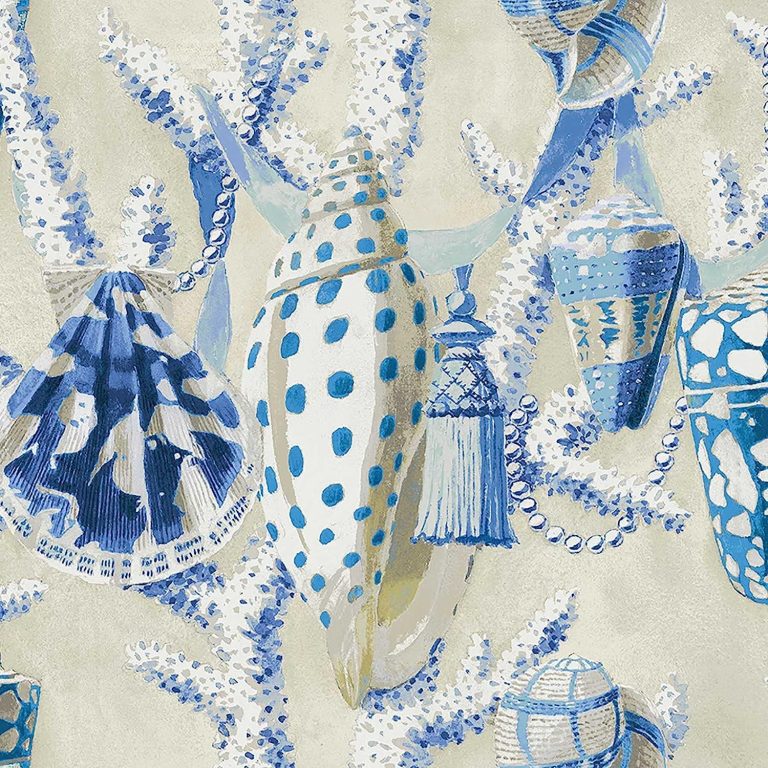 Harrison Howard – Peel and Stick Designer Wallpaper, Premium Whimsical Wallpaper for Bedroom, Powder Room, Kitchen, Self Adhesive, Vinyl, 30.75 Sq Ft Coverage (Ocean Wonders Collection, Luna)