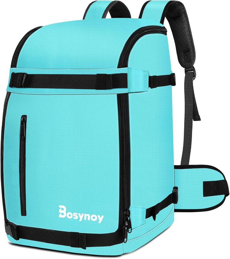 Bosynoy Ski Boot Bag Backpack, Kids Ski Snowboard Boot Bags for Air Travel, Waterproof Ski Gear Bag Backpacks for Boots, Helmet, Goggle, Gloves, Pants, Jacket, Accessories for Adults