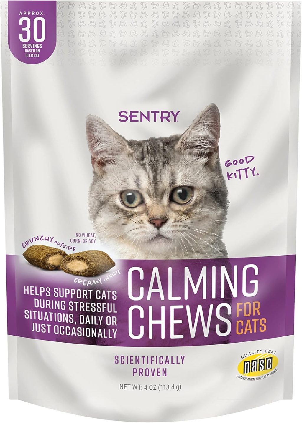 Sentry Calming Chews for Cats, Calming Aid Helps to Manage Stress & Anxiety, With Pheromones That May Help Curb Destructive Behavior & Separation Anxiety, Calming Health Supplement for Cats, 4 oz. Sentry Calming Chews for Cats, Calming Aid Helps to Manage Stress & Anxiety, With Pheromones That May Help Curb Destructive Behavior & Separation Anxiety, Calming Health Supplement for Cats, 4 oz.