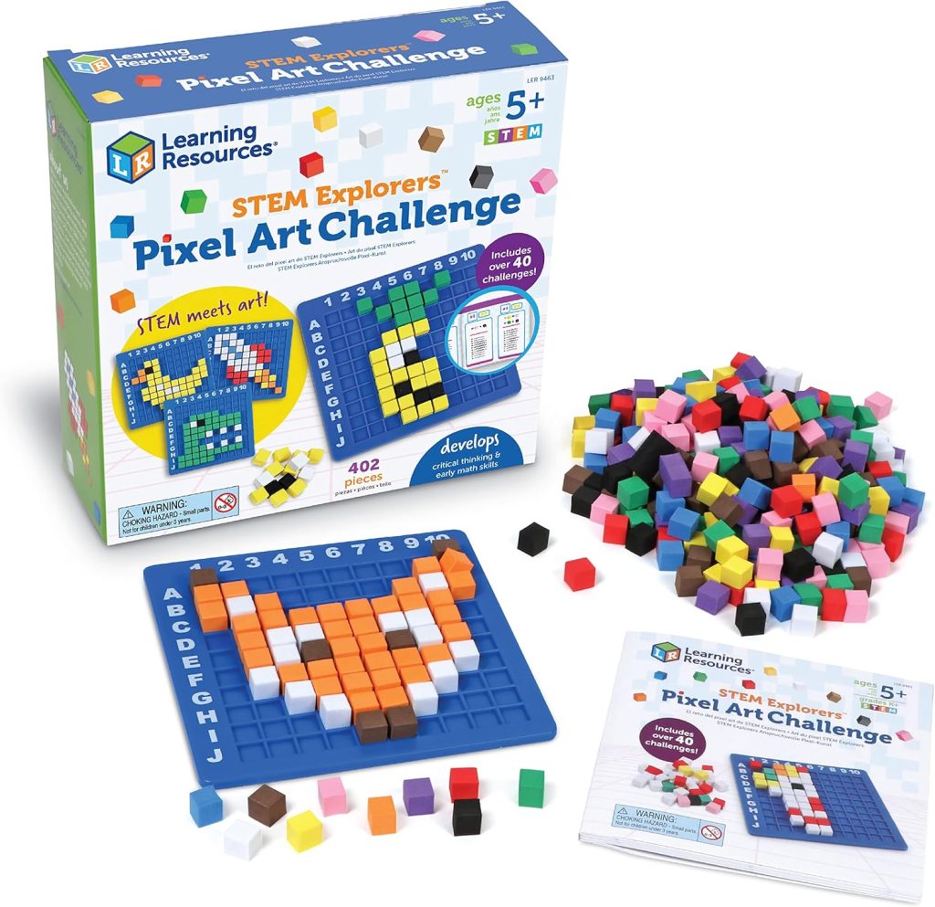Learning Resources STEM Explorers Pixel Art Challenge, 402 Pieces, Ages 5+, STEM Toys For Kids, Coding Basics For Kids, STEM Activities For Classroom, Medium Learning Resources STEM Explorers Pixel Art Challenge, 402 Pieces, Ages 5+, STEM Toys For Kids, Coding Basics For Kids, STEM Activities For Classroom, Medium