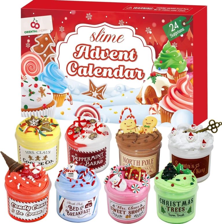 Advent Calendar 2024-24 Days of Slime and Charms Kit – Christmas Countdown Calendars Gifts for Girls Boys Kids Teens Toddlers