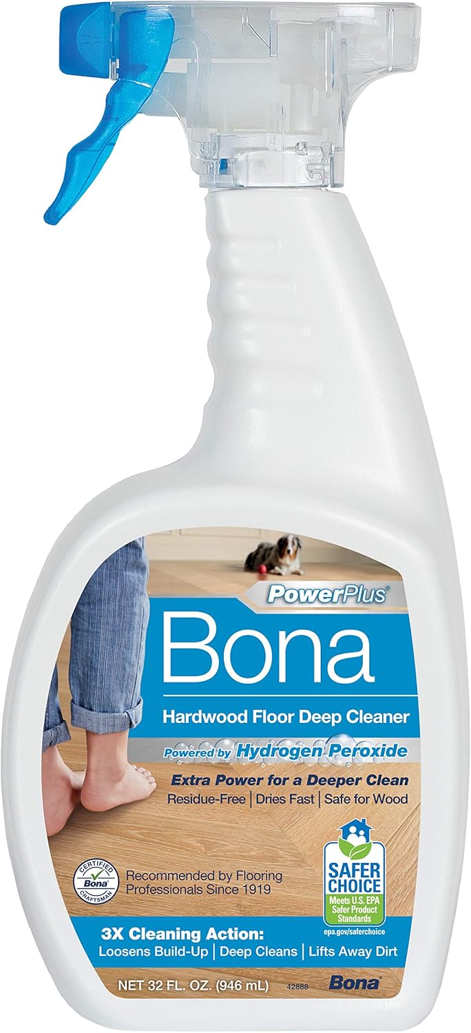 Bona PowerPlus Hardwood Floor Deep Cleaner Spray – 32 fl oz – Refillable – Oxygenated Formula and Residue-Free Floor Cleaning Solution – for Wood Floors Bona PowerPlus Hardwood Floor Deep Cleaner Spray – 32 fl oz – Refillable – Oxygenated Formula and Residue-Free Floor Cleaning Solution – for Wood Floors