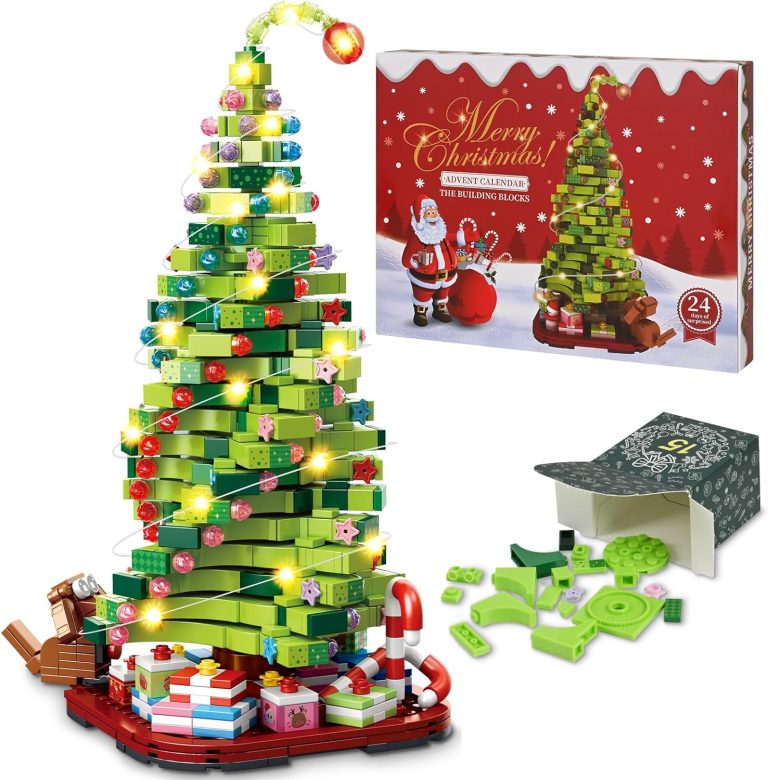 Advent Calendar 2024 Christmas Tree Building Blocks Set, 24 Days Christmas Countdown Calendar Building Kits 1206 Pieces Xmas Tree Gifts Toy for Adults Kids Teens Ages 10+