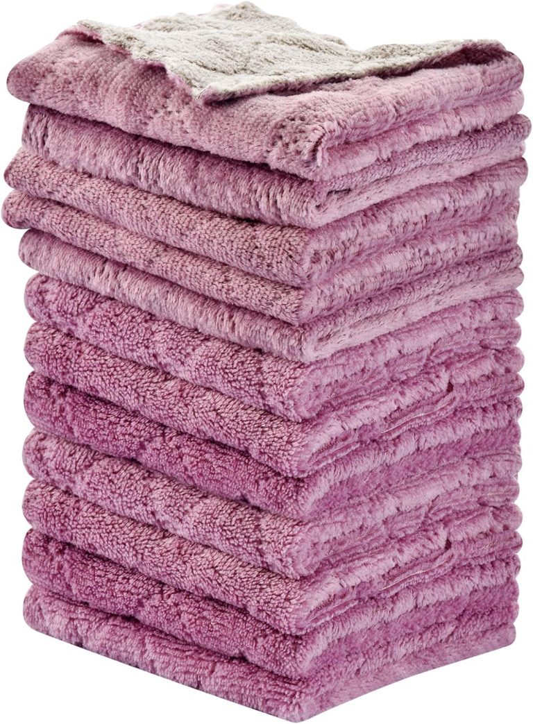 12PCS Kitchen Towels Dish Towels, Multipurpose Reusable Dish Cloths, Double-Sided Microfiber Cleaning Rags for Furniture, Car, Tea, Bowl, 10x 6 inch