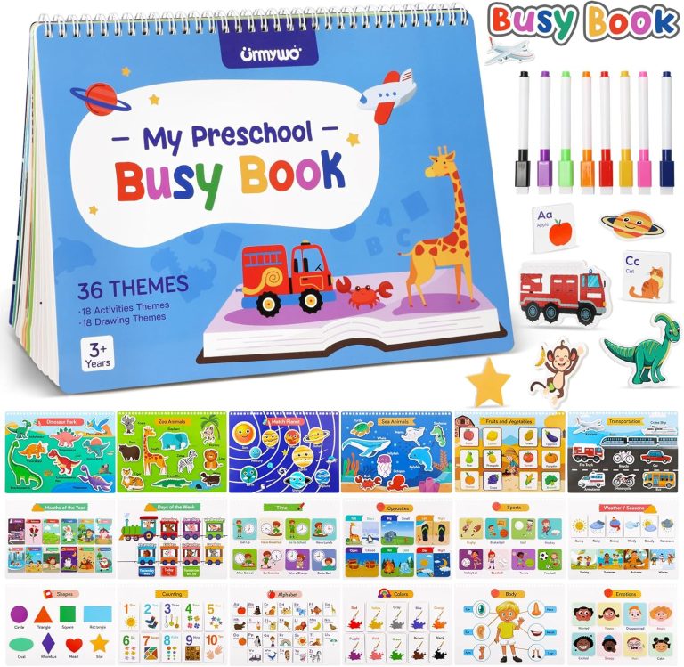 Busy Book for Toddlers – Preschool Learning Activities 36 Themes Learning Tracing Coloring Books, Travel Toys for Road Trip, Montessori Autism Sensory Toys Christmas Birthday Gifts for Kids Ages 3+
