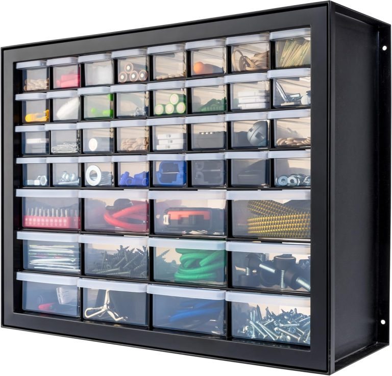IRIS USA Screw Organizer, Hardware Storage Organizer, 44 Drawer Parts Cabinet, Plastic Drawer Storage for Hardware Crafts, Small Parts, Nuts and Bolts, Tool Storage, Scrapbook Art Hobby – Black