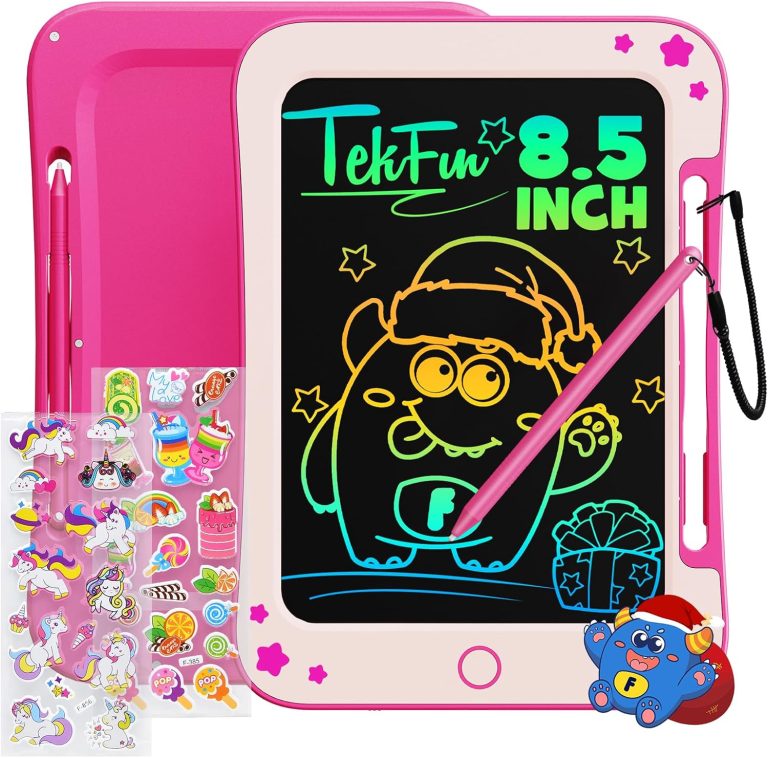 TEKFUN LCD Writing Tablet for Kids, 8.5 Inch Toddler Doodle Board, Drawing Tablet, Reusable Electronic Pads Educational and Learning Toy Gift for 2-8 Years Old Boy and Girl(Pink)