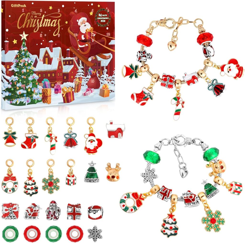 Christmas Charm Bracelet Advent Calendar 2024 Girls, 24-Days DIY Xmas Countdown Calendar 24pcs Christmas Bracelets Set, Creative Jewelry Making Kit Present for Kids Teens Women Christmas Charm Bracelet Advent Calendar 2024 Girls, 24-Days DIY Xmas Countdown Calendar 24pcs Christmas Bracelets Set, Creative Jewelry Making Kit Present for Kids Teens Women