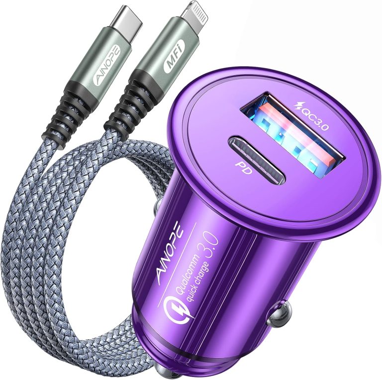 AINOPE for【Apple MFi Certified】 67.5W iPhone Car Charger Fast Charging Cigarette Lighter USB Charger, Mini USB C Car Charger Adapter for iPhone 16 Pro Max/15 Pro Max/14 Pro Max/13/12, Purple