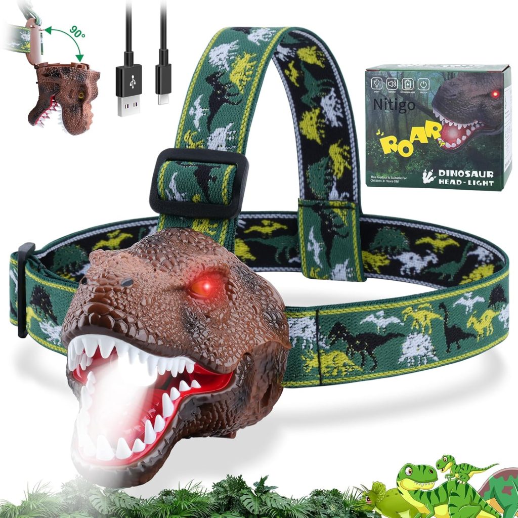 Dinosaur Headlamp for Kids Flashlight Rechargeable Led Headlights Roar & Silent Mode, T-Rex Dinosaur Toys, Camping Gear, Gifts for Boys Girls Adults Dinosaur Headlamp for Kids Flashlight Rechargeable Led Headlights Roar & Silent Mode, T-Rex Dinosaur Toys, Camping Gear, Gifts for Boys Girls Adults