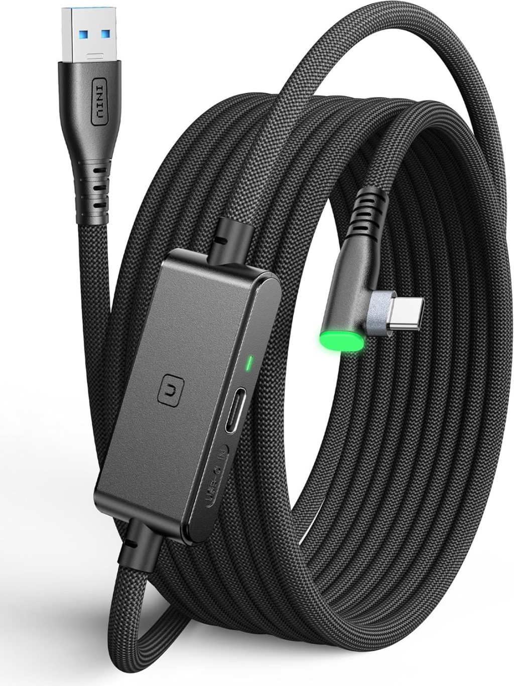 INIU Oculus Link Cable with Charging [16ft] for Meta Quest 3s Quest 3 Quest 2/Pro, Pico 4, PC VR, Steam VR, USB 3.0 High Speed Data Cable, USB C Charger Cord for VR Headset Accessories