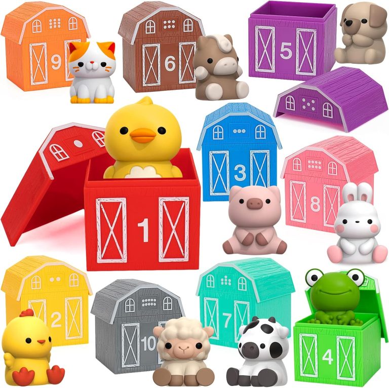 Learning Toys for 1,2,3 Year Old, 20 Pcs Farm Animals Toy, Counting Skill, Color Matching, Fine Motor Game, Christmas Birthday Easter Educational Gift for Baby Toddler Boys Girls Age 12-18 Months
