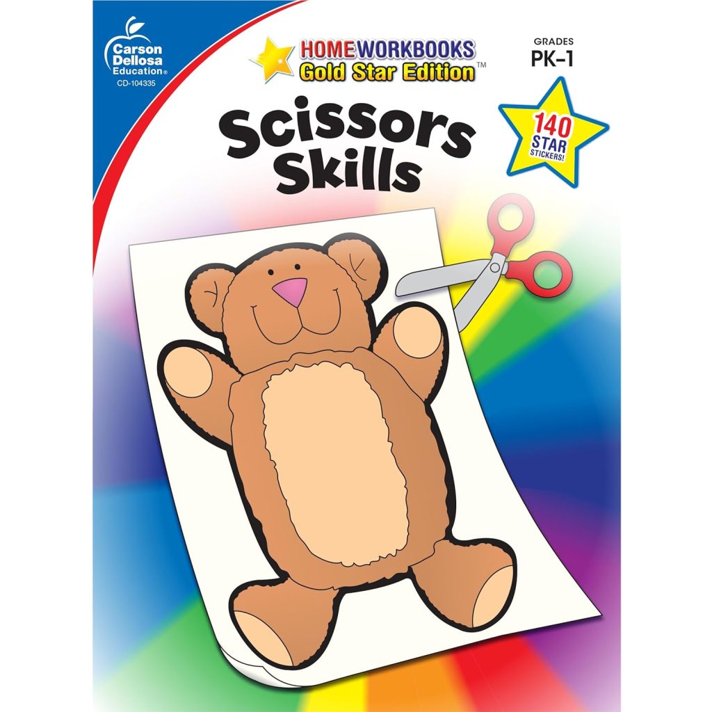 Carson Dellosa Scissor Skills Activity Book for Kids Ages 3-5, Colorful Animals, Shapes, and Line Formation Cut and Paste Activities, Kids Craft Book With Incentive Chart and Stickers, PreK+ Carson Dellosa Scissor Skills Activity Book for Kids Ages 3-5, Colorful Animals, Shapes, and Line Formation Cut and Paste Activities, Kids Craft Book With Incentive Chart and Stickers, PreK+