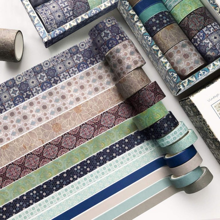 12 Rolls Washi Masking Tapes Set, Japanese Decorative Writable Vintage Washi Masking Tape for DIY Crafts Arts Scrapbooking Planners