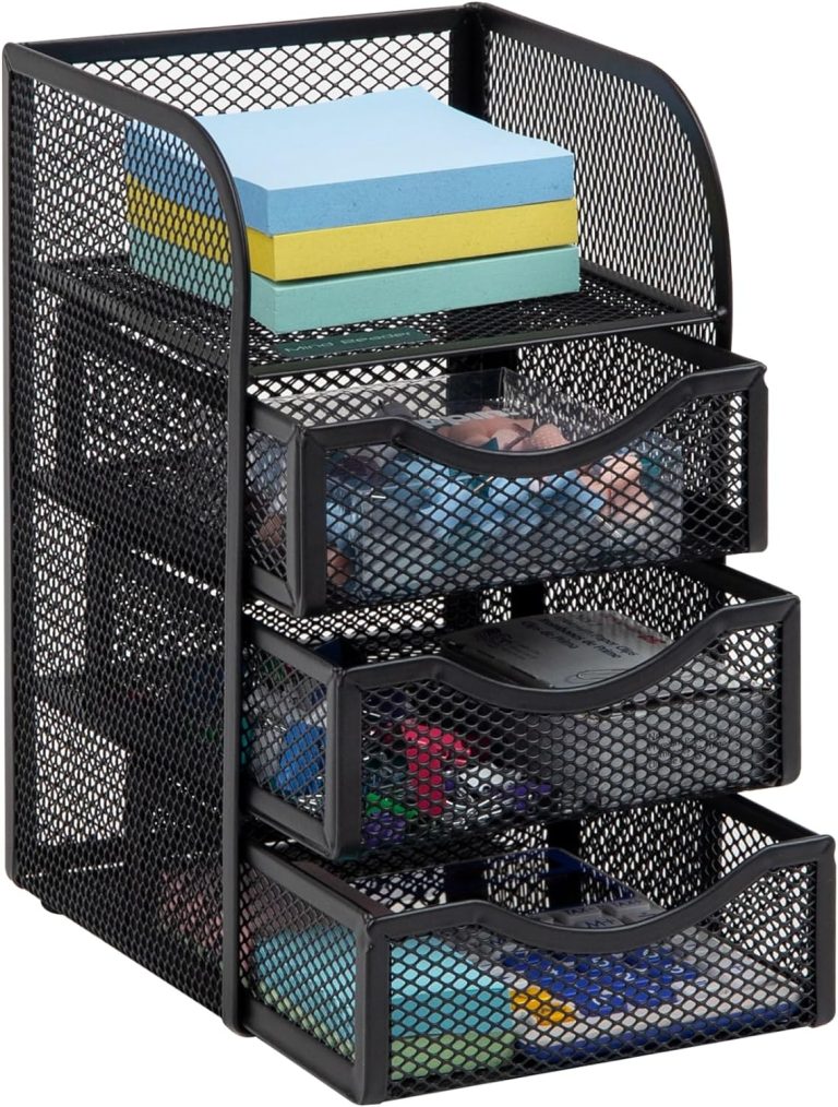Mind Reader Desktop Accessory Storage, Paper Binder Clip Basket, Workspace, Office, Metal Mesh, 4.75″L x 5″W x 8″H, Black